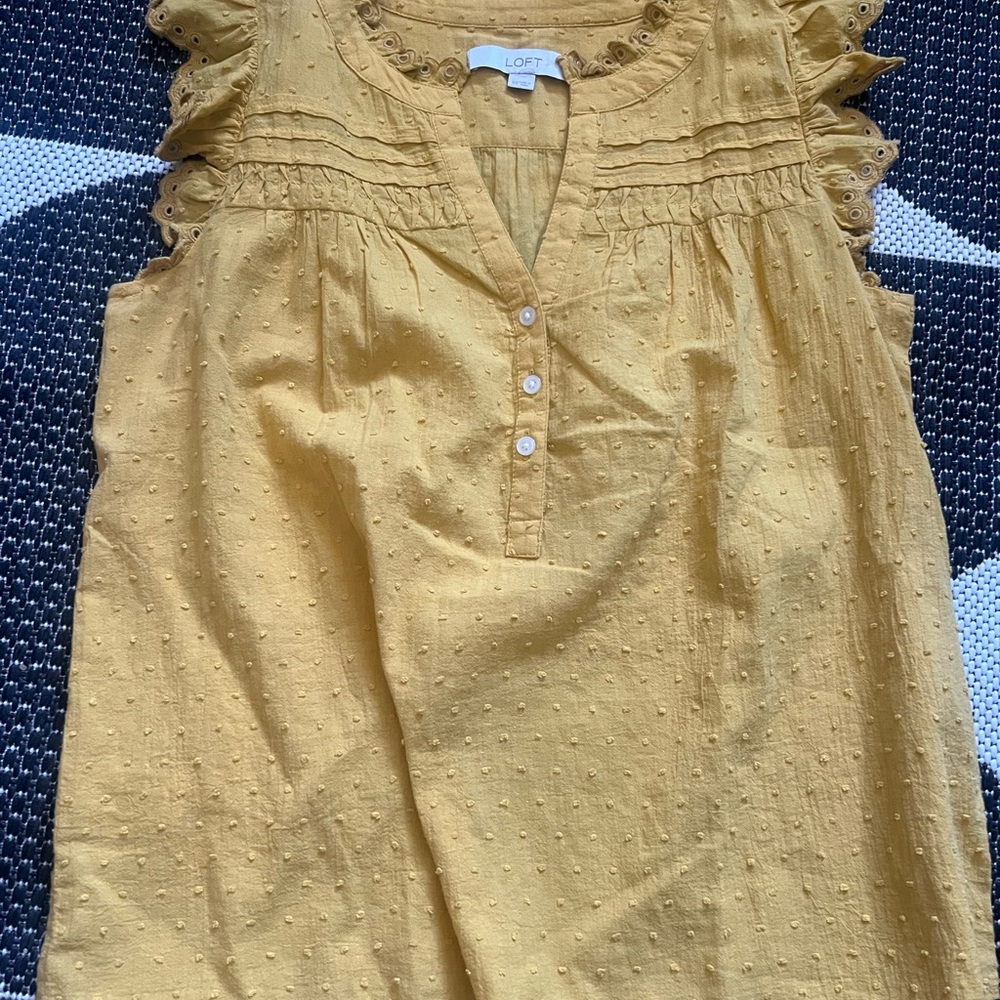 LOFT Mustard Textured Blouse